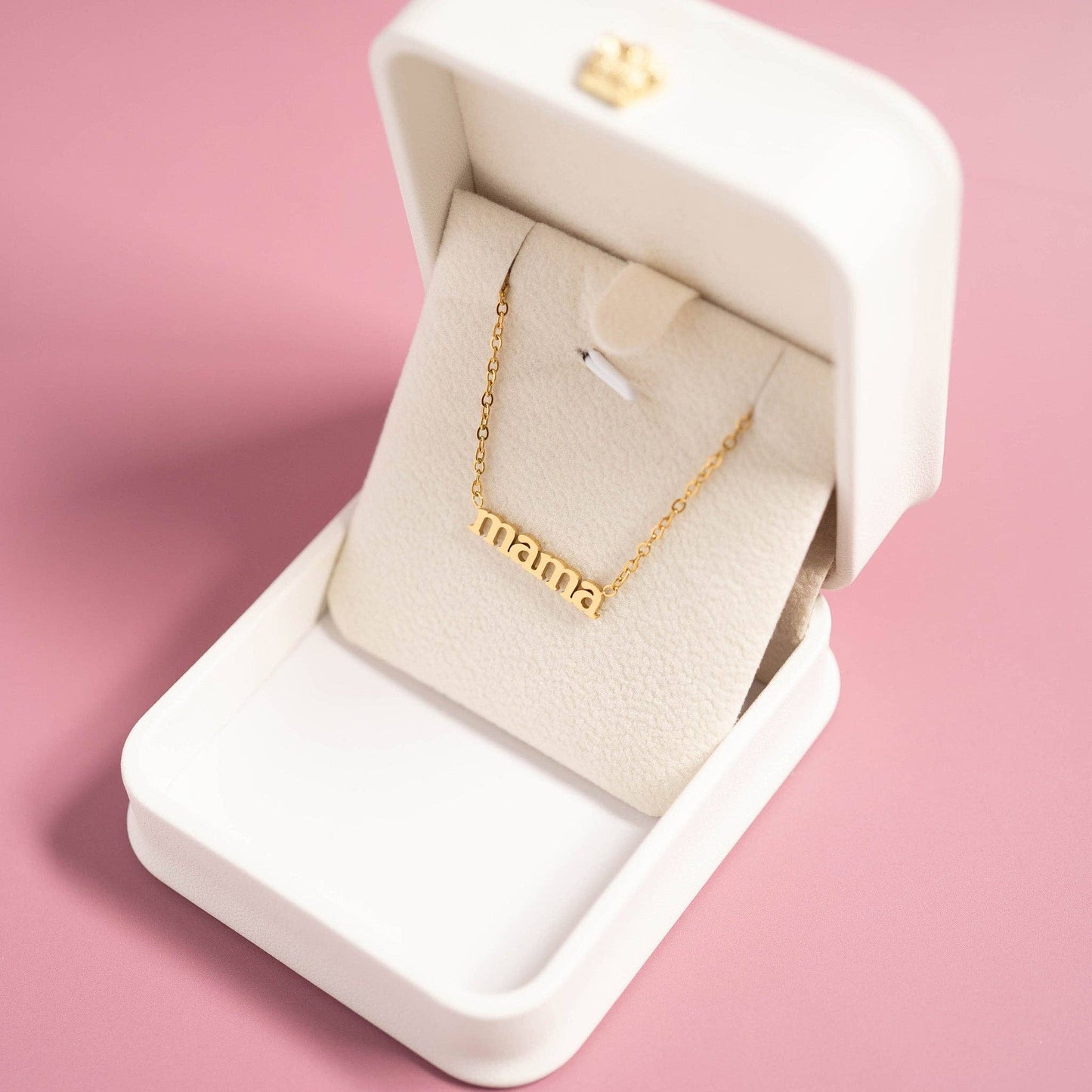 18K Gold Stainless Steel Mama Charm Necklace