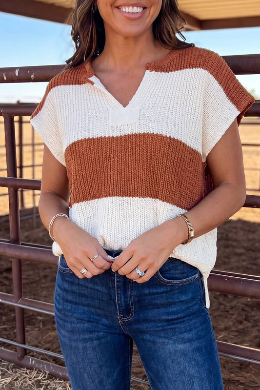 Striped Colorblock Knit Sweater