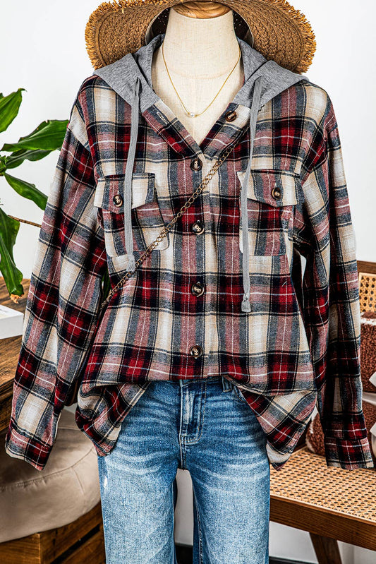 Plaid Hooded Shirt Jacket