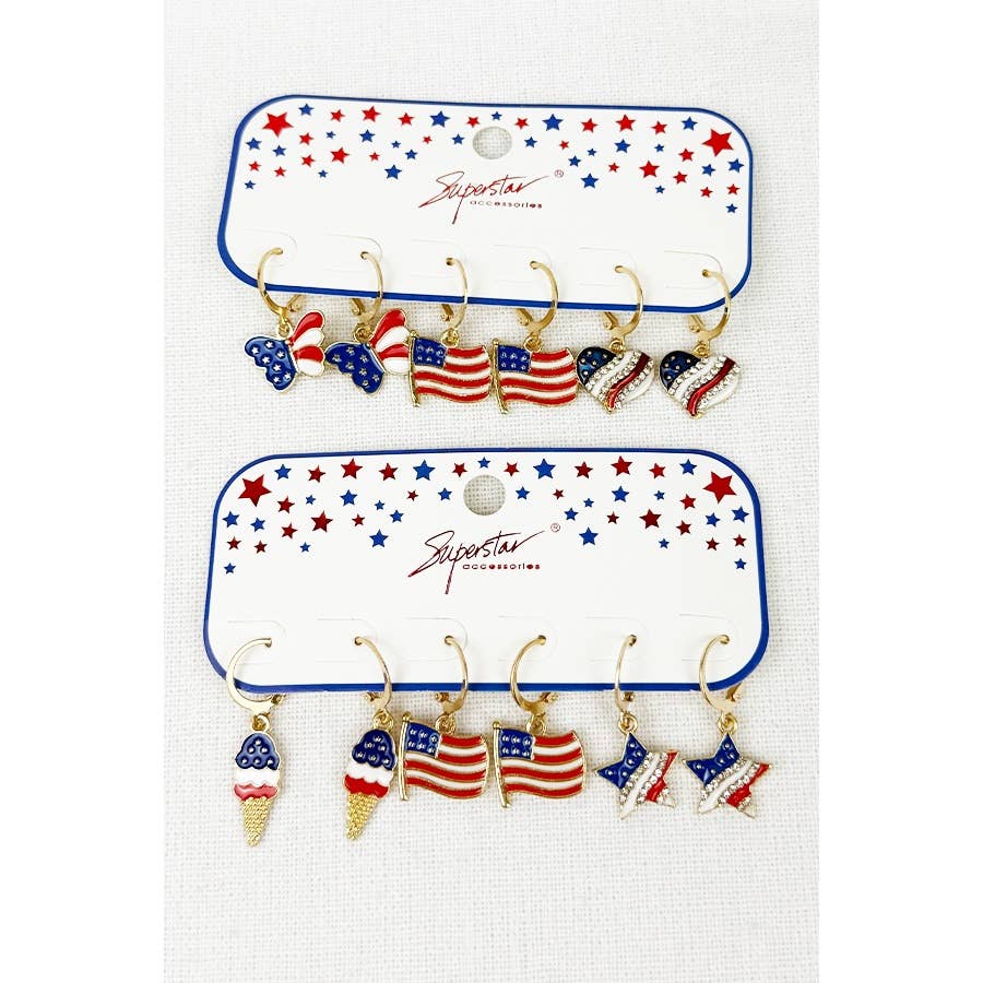 4TH OF JULY Huggie Earrings