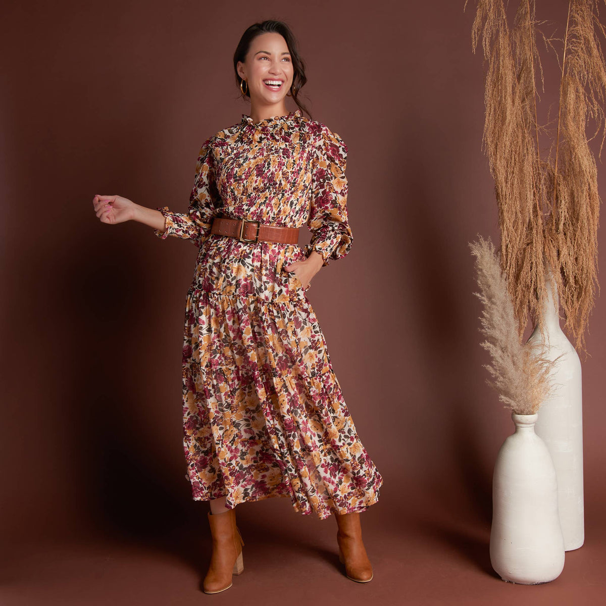 Hazel Smocked Long Sleeve Blouse