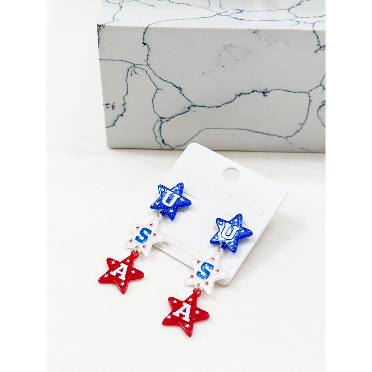 Star Shaped USA Letter Earrings