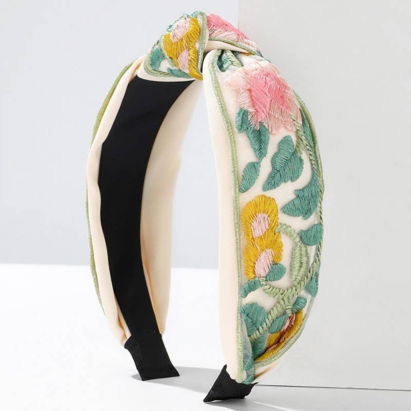 Floral Embroidered Headband