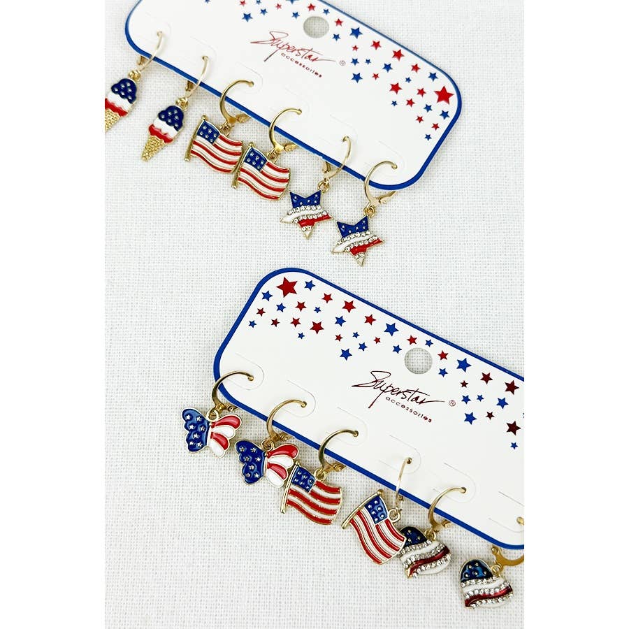 4TH OF JULY Huggie Earrings
