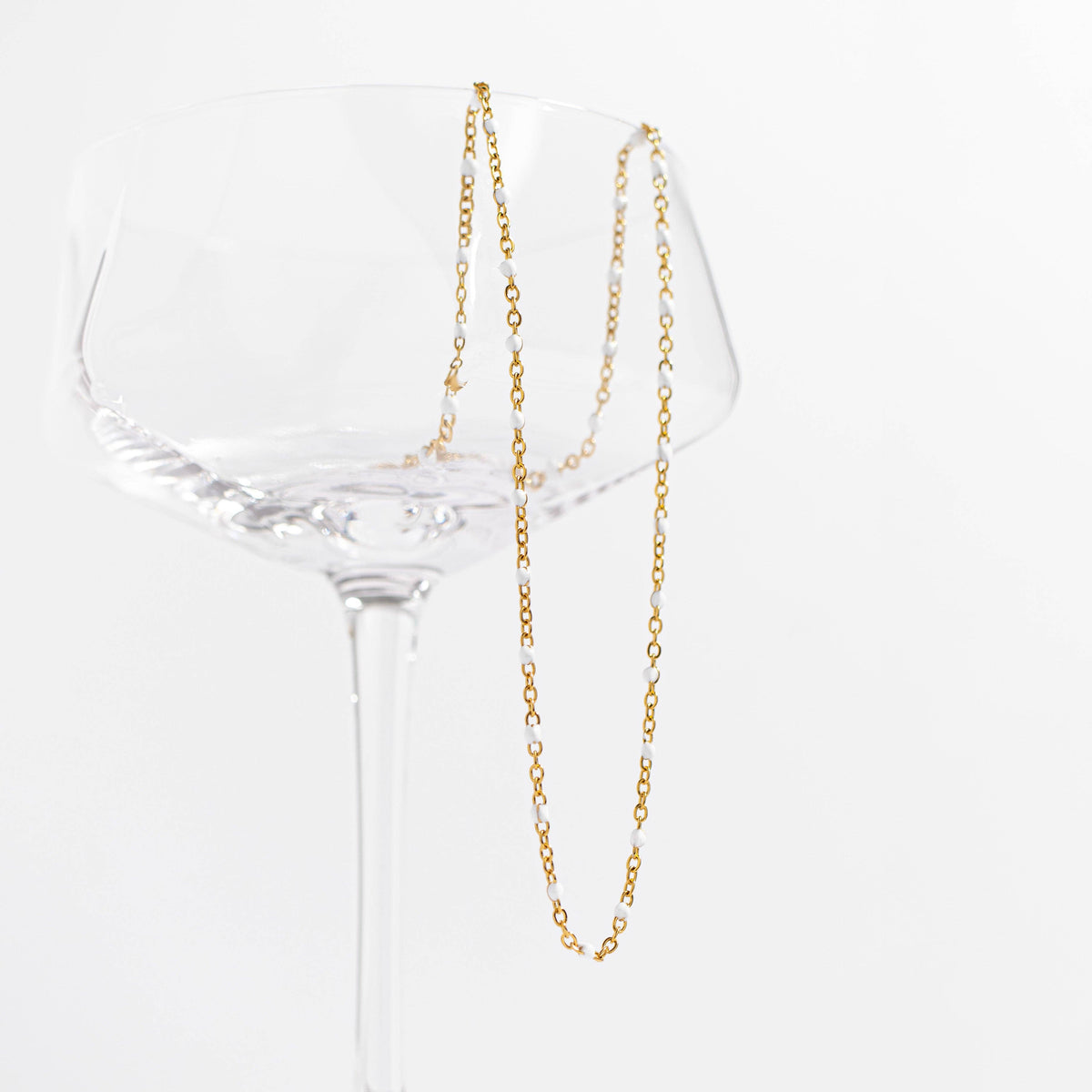 18K Gold PVD Stainless Steel White Confetti Chain Necklace