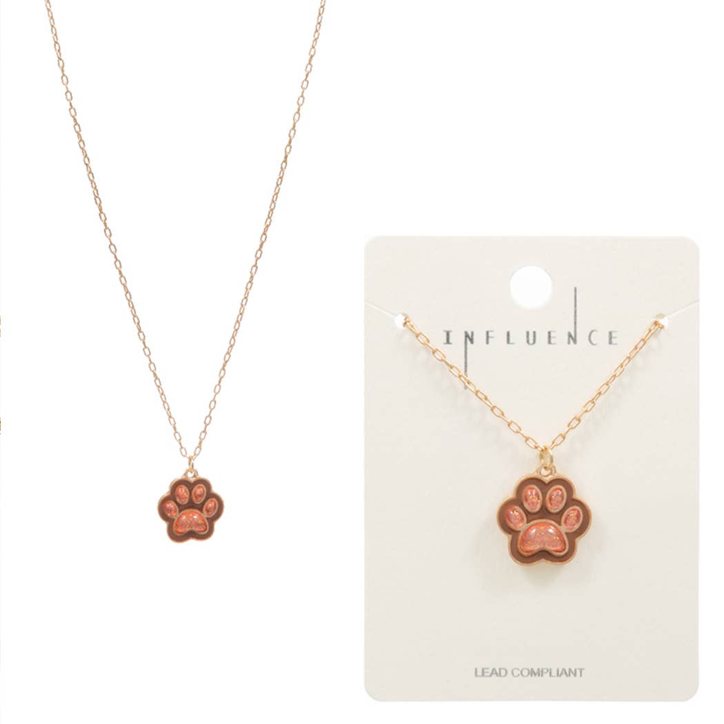 Brown paw necklace