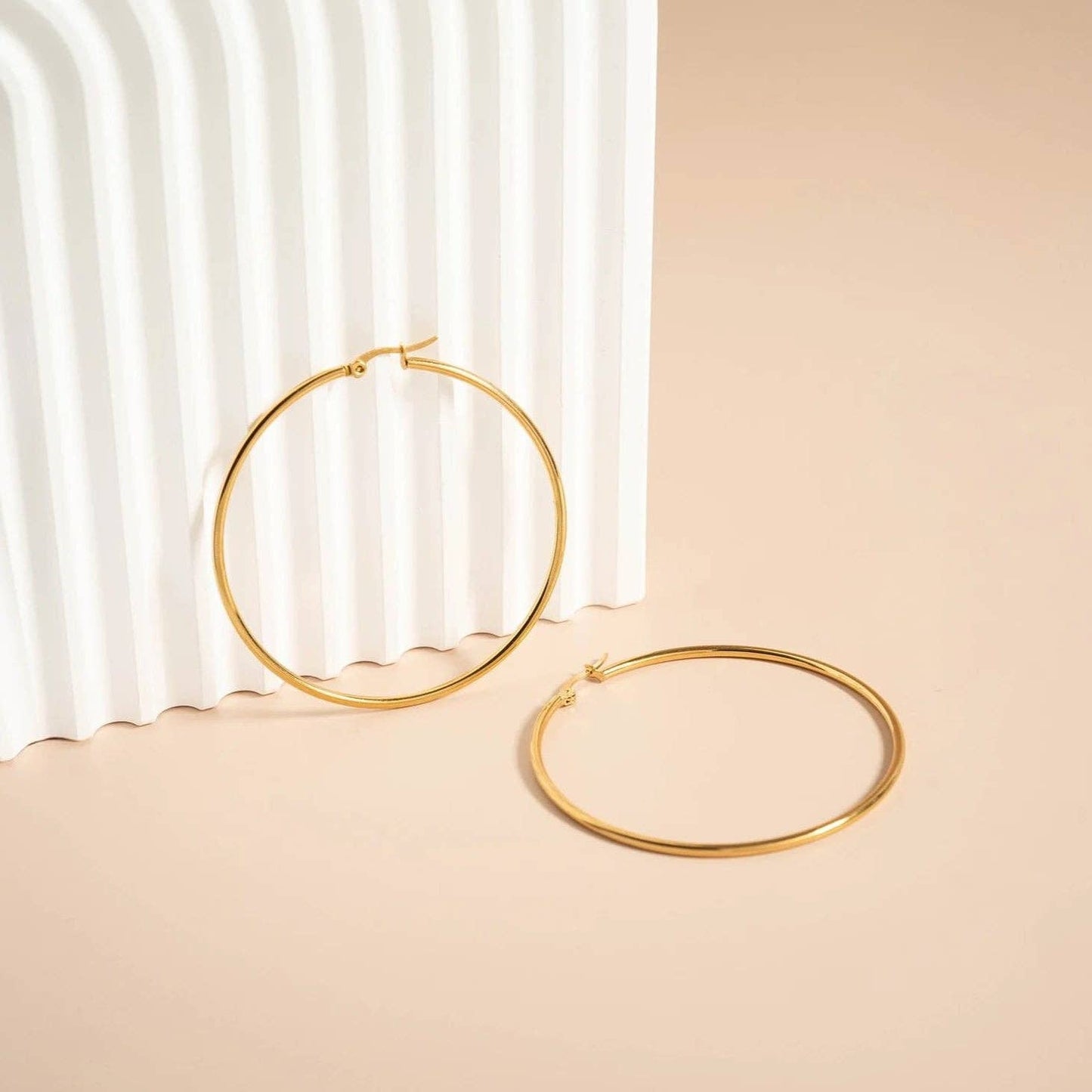 18K Stainless Steel Round Tube Hoop Earrings