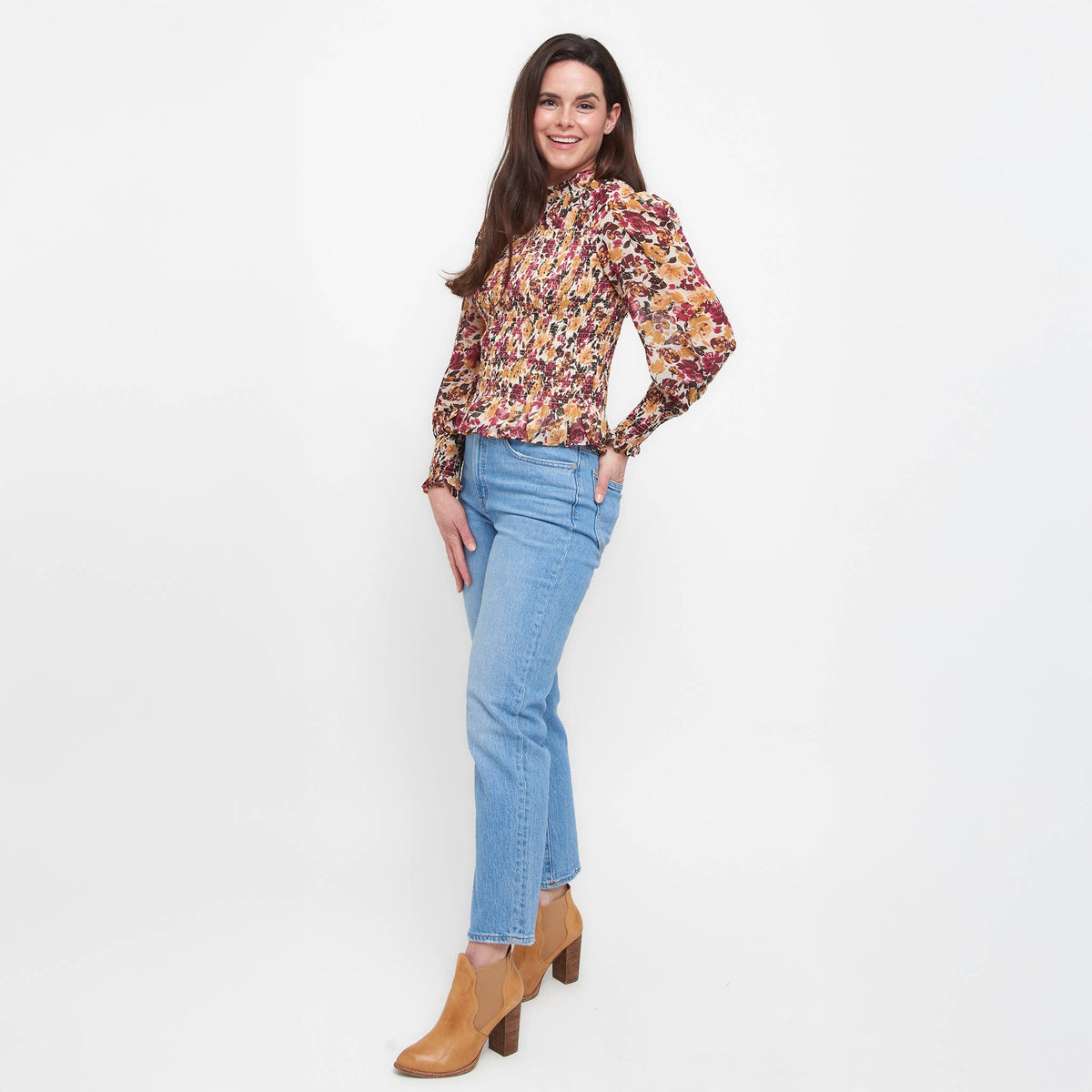 Hazel Smocked Long Sleeve Blouse