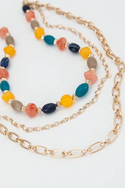 multi colored layered necklace
