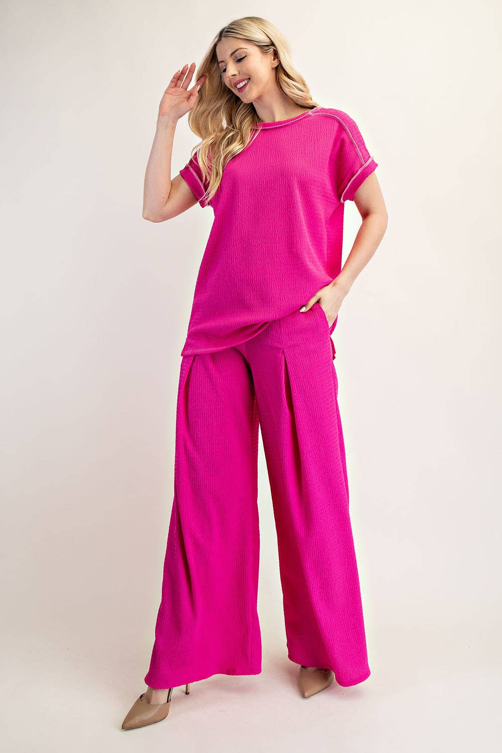 Relaxed fit textured top - plus