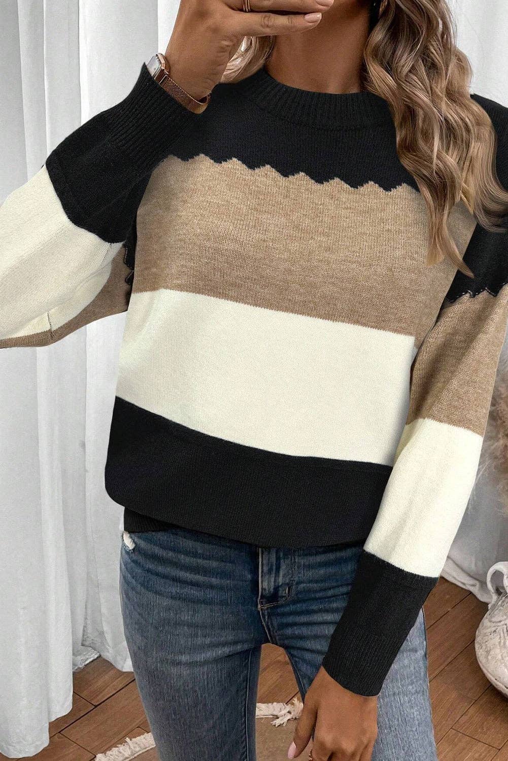 Black Colorblock Sweater