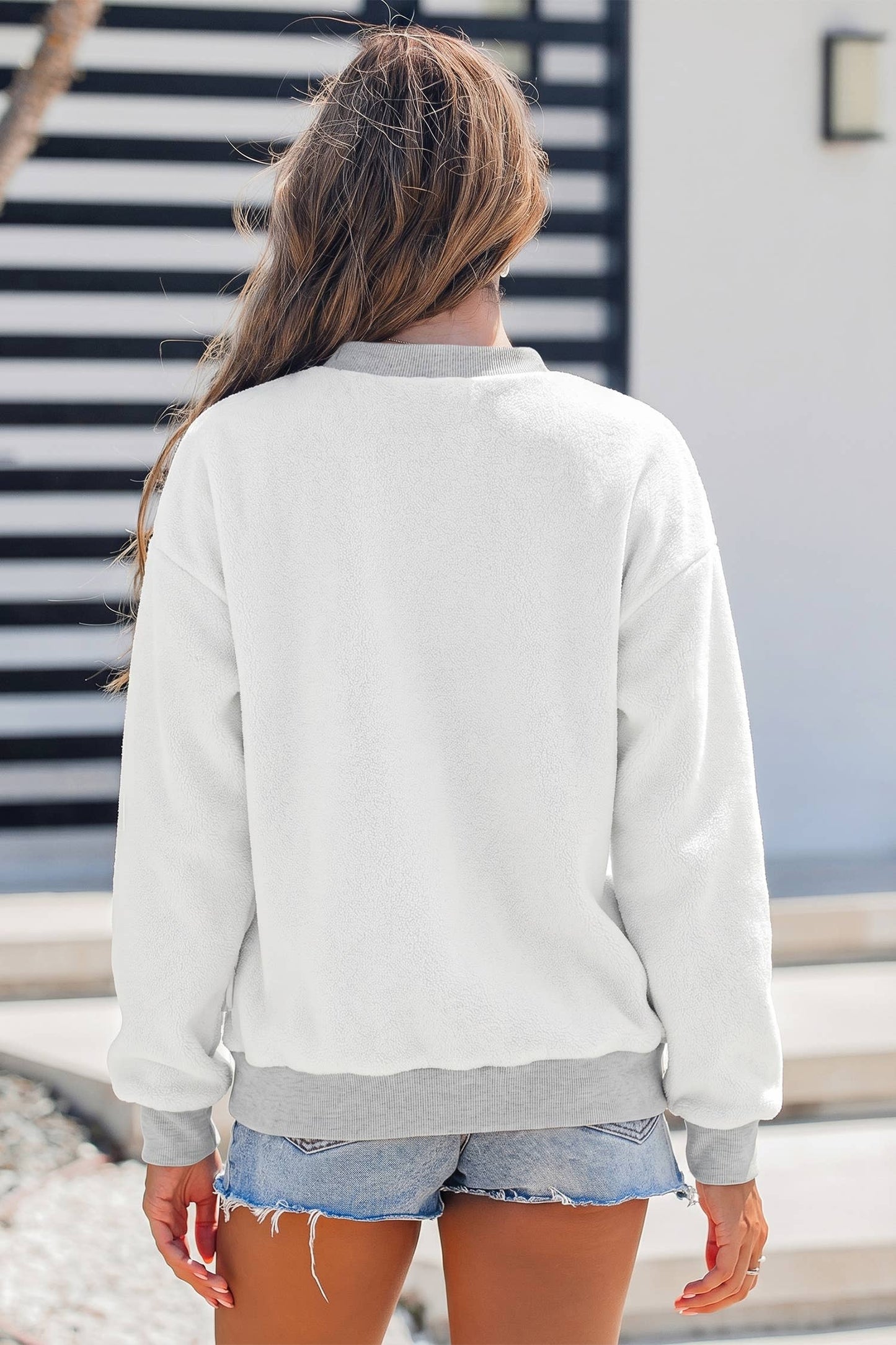 Oversize Drop Shoulder Reversible Mock Neck Sweatshirt S-4X