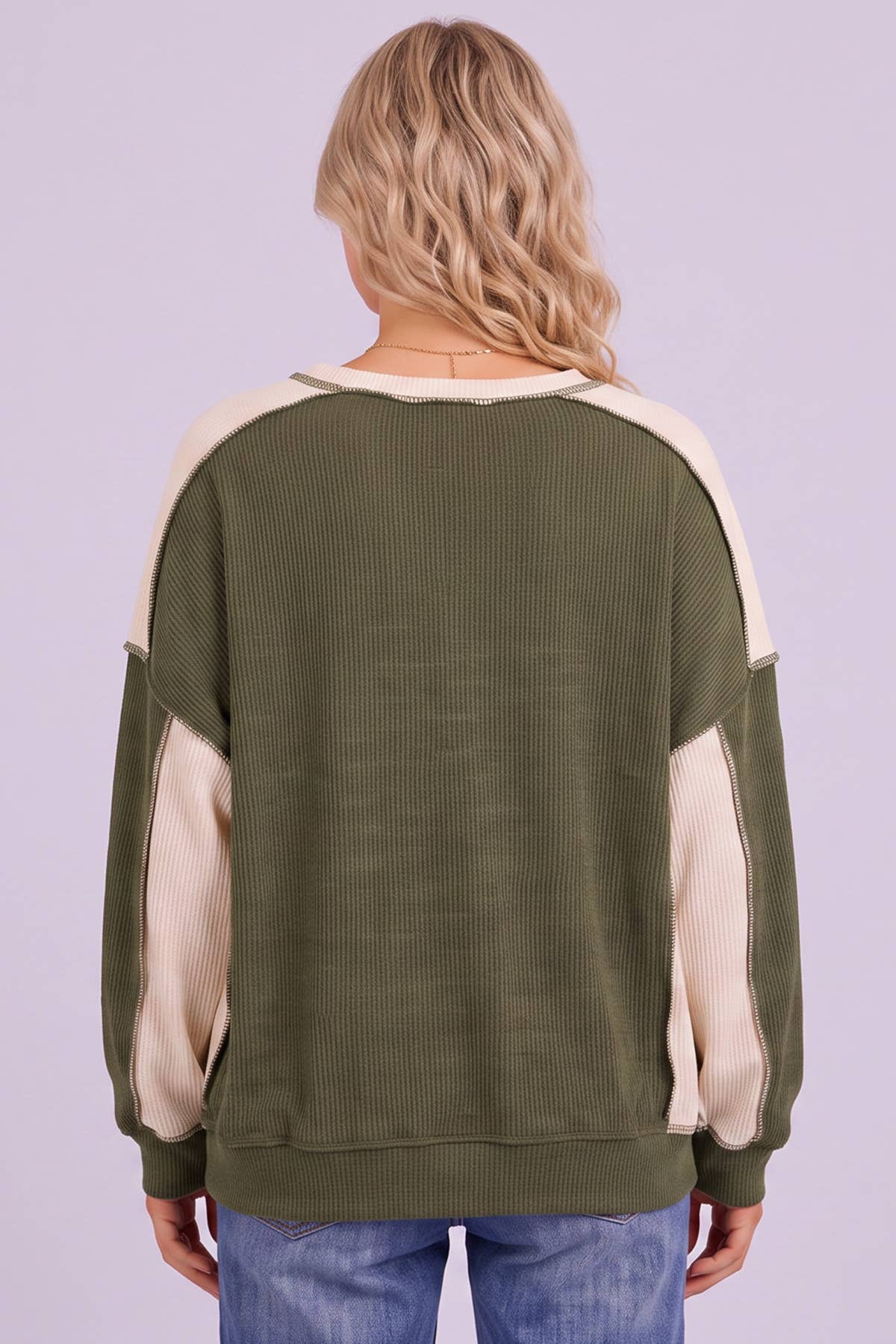 Color Block Exposed Seam Sweatshirt