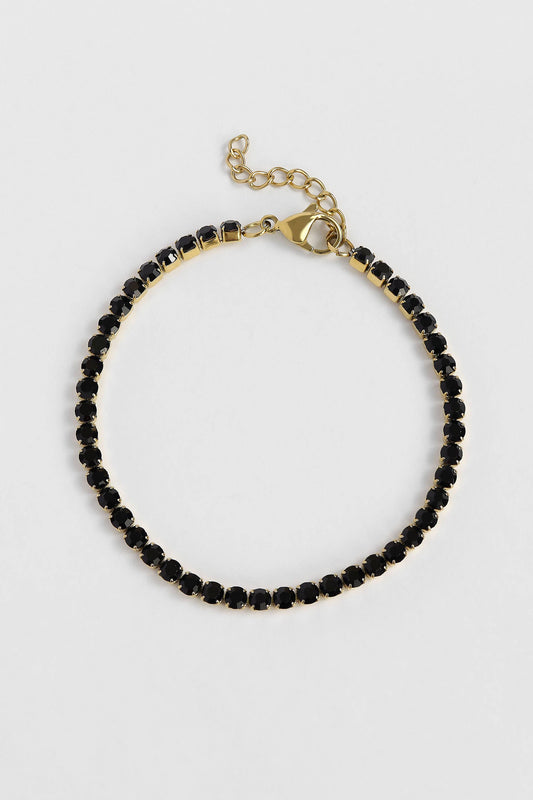 18k Gold PVD Coated Stainless Steel Jet Rhinestone