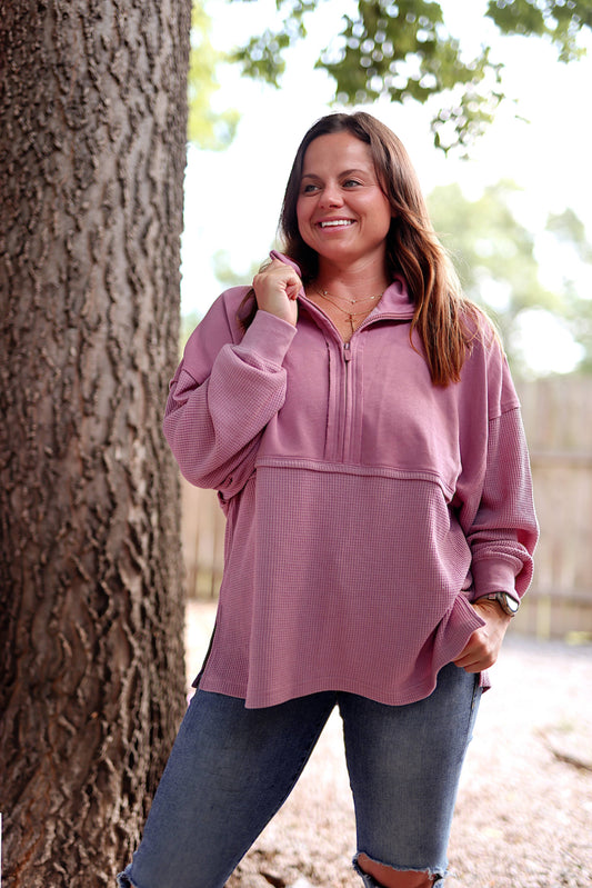 Quarter-Zip Pullover Dusty Rose
