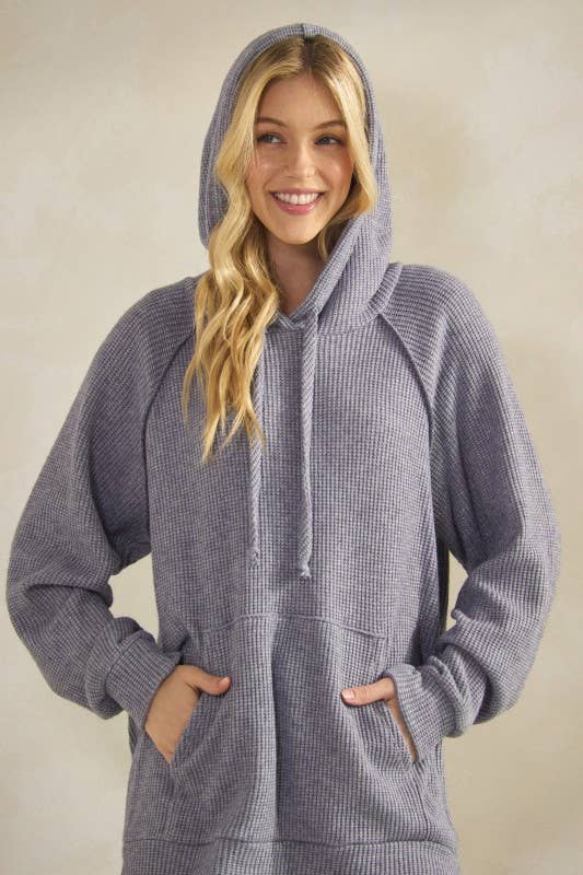 Waffle hoodie Mocha/Denim