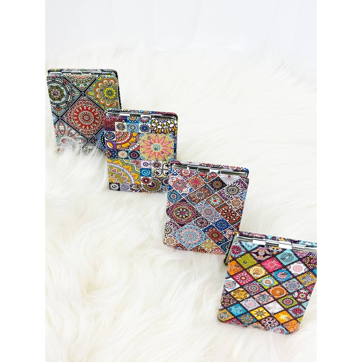 Mixed Pattern Double Sided Square Cosmetic Mirror