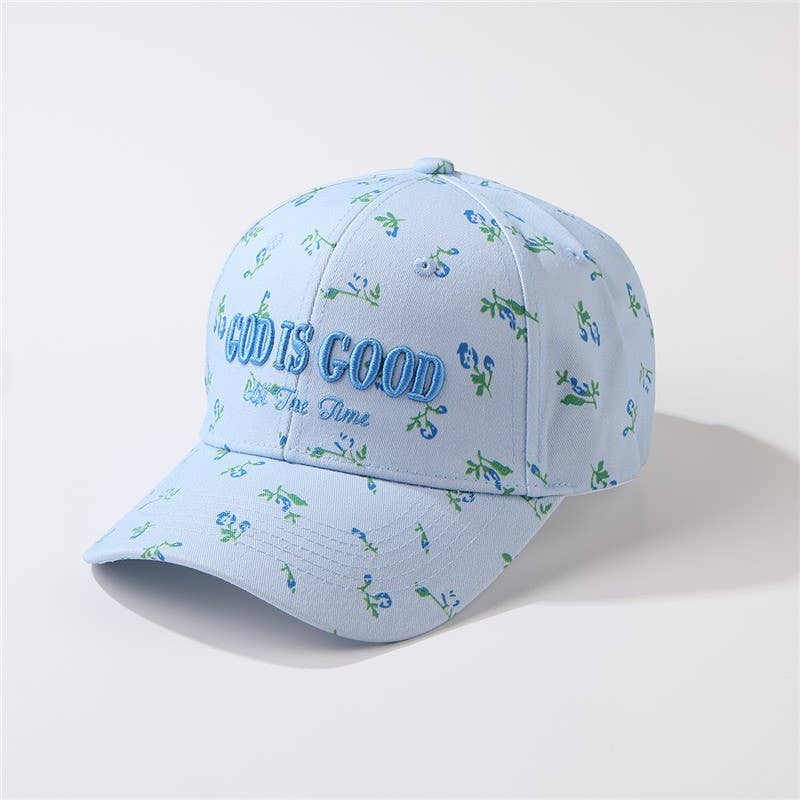 "God Is Good All The Time"  Floral Baseball Cap