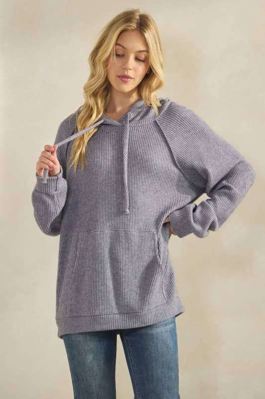 Waffle hoodie Mocha/Denim