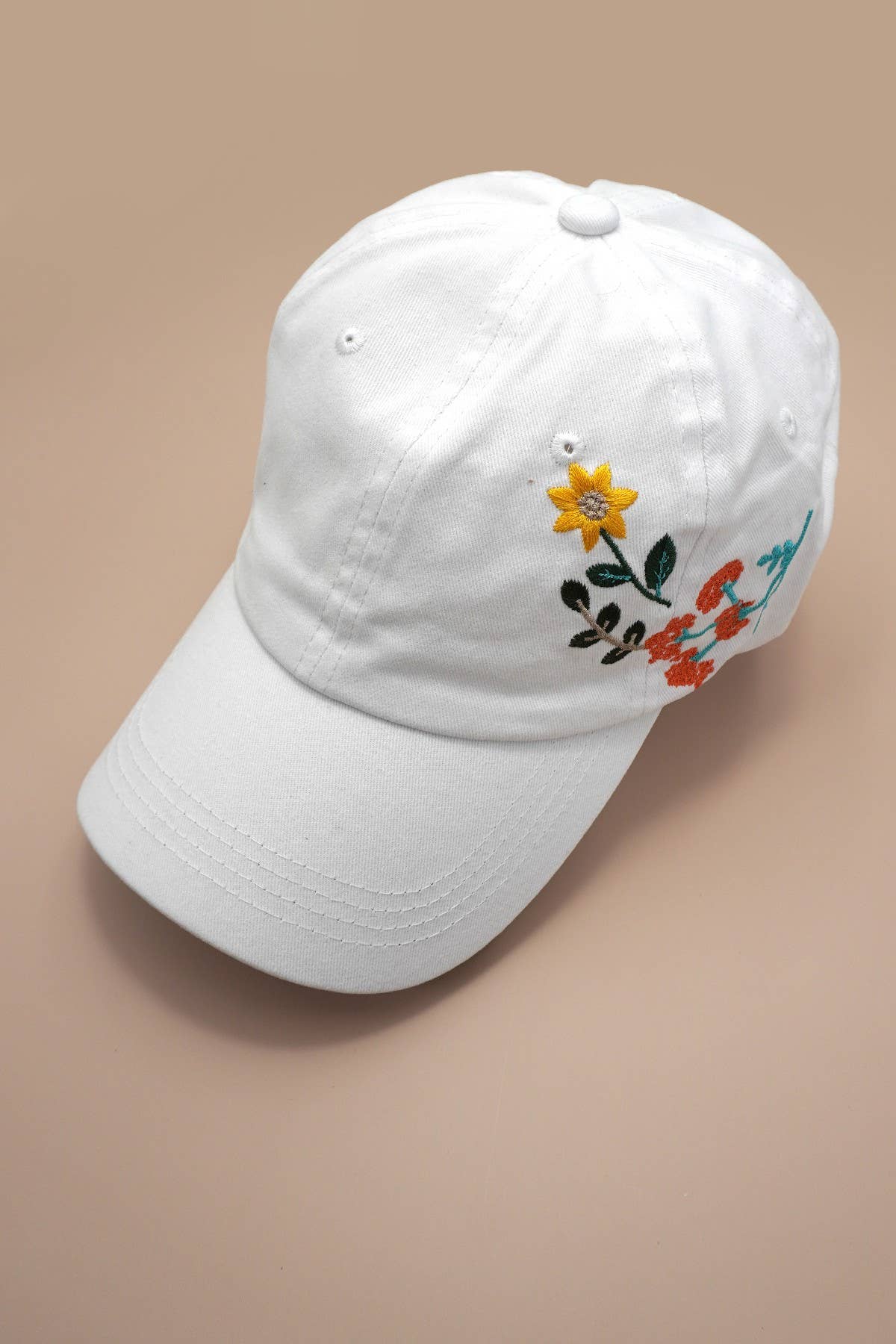 Embroidery floral cap