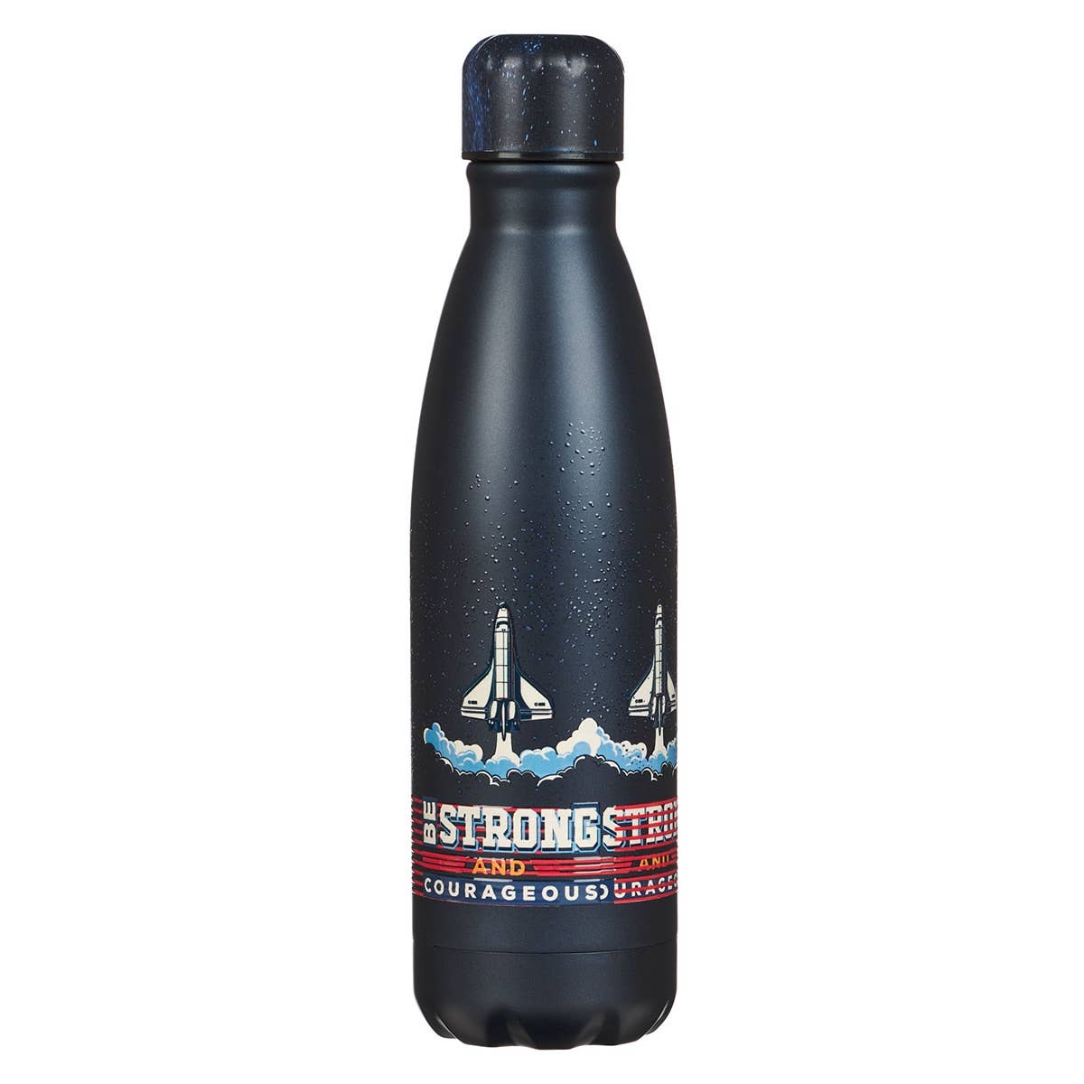 Water Bottle SS Navy Strong and Courageous Josh. 1:9