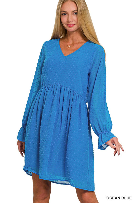 Zenana swiss dot long sleeve dress