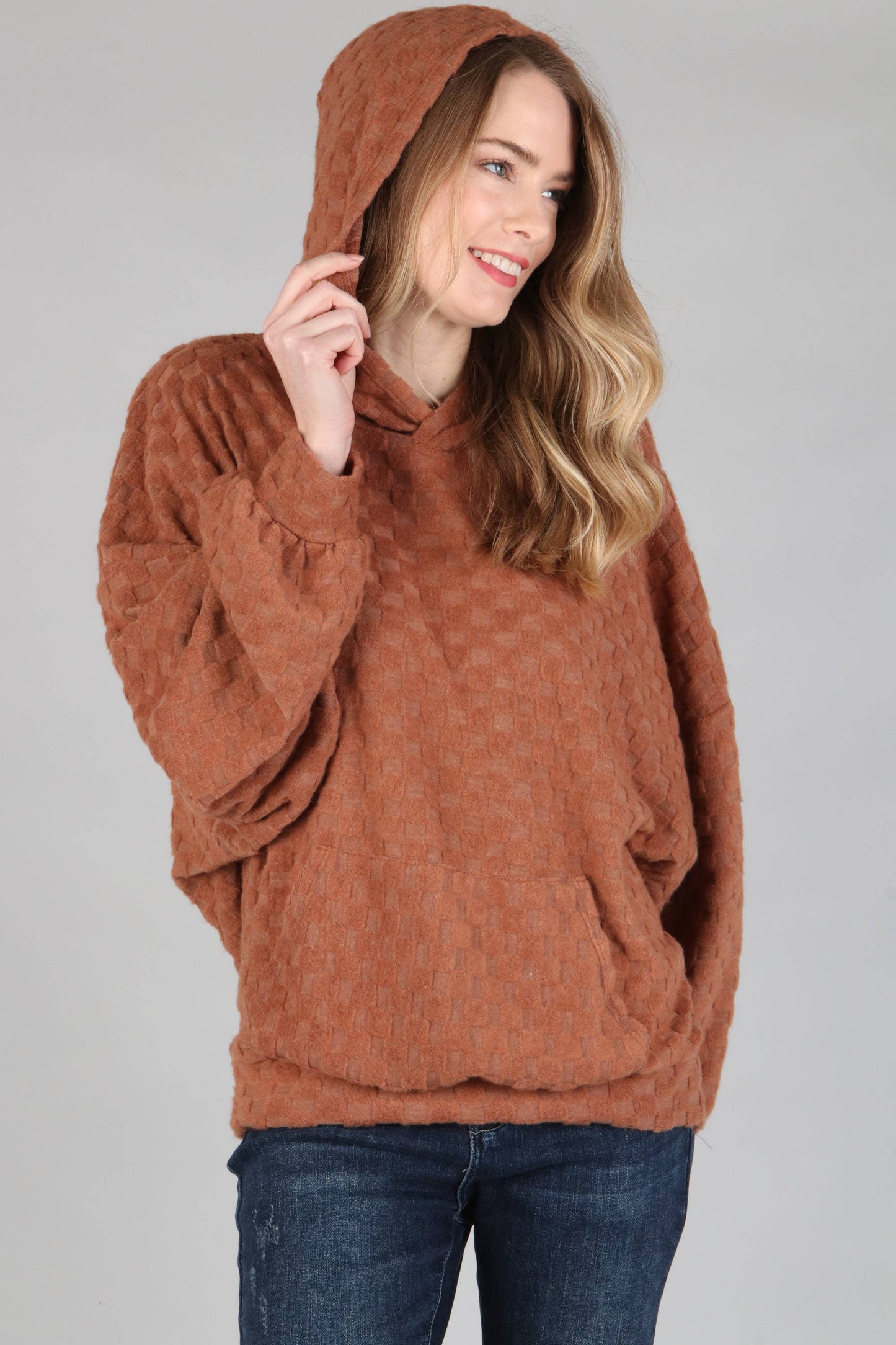 Rust checkered hoodie