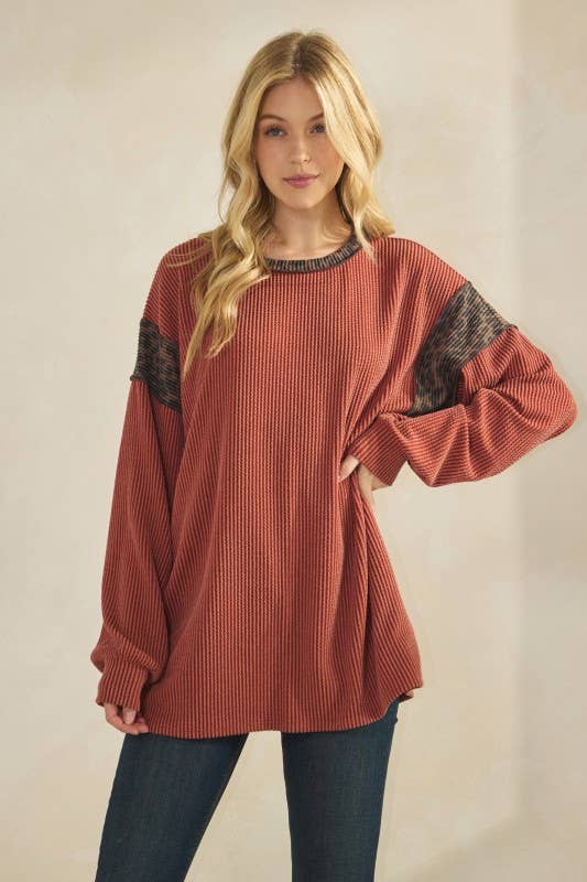 Rust animal ribbed top
