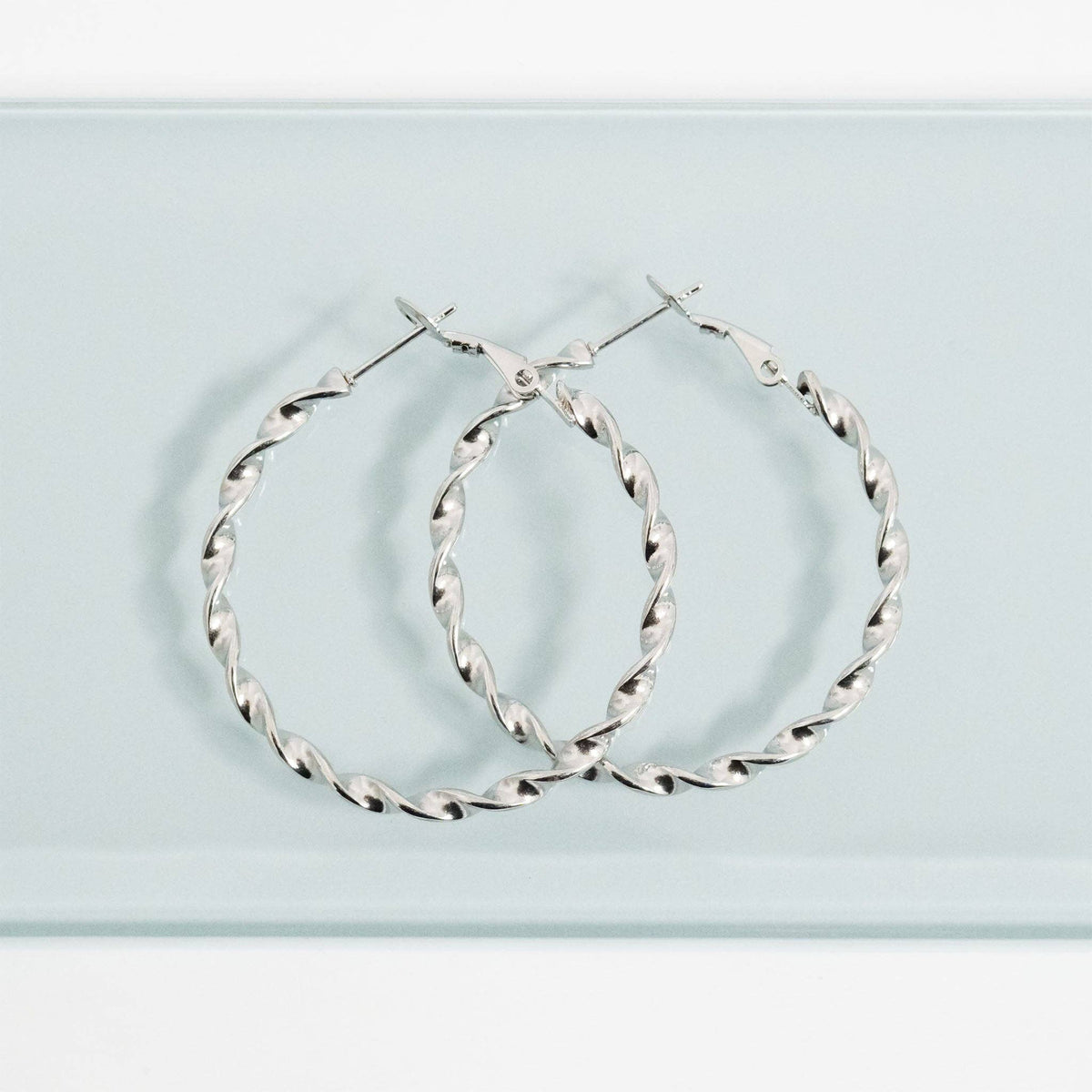 18K Gold PVD Stainless Steel Twist Hoop Earrings