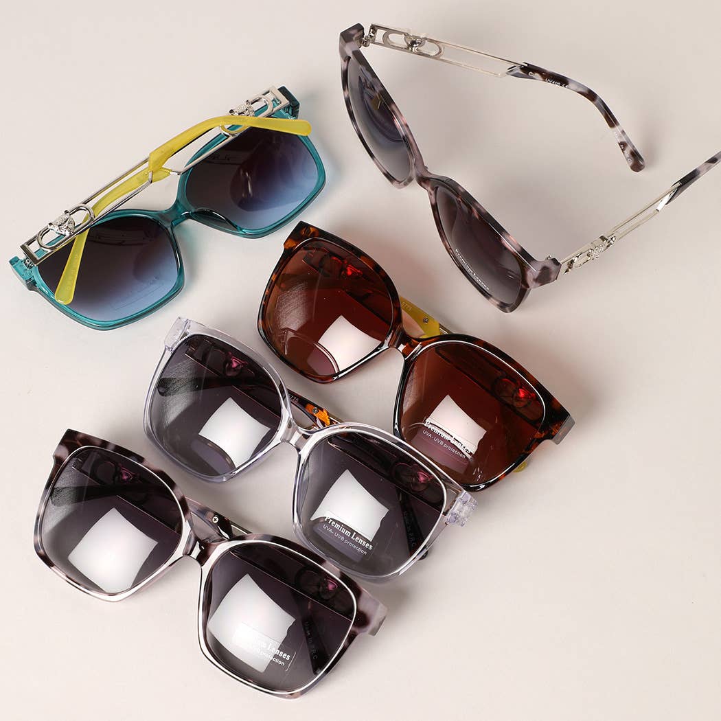 Leopard Figure Leg Two-Tone Design Sunglasses