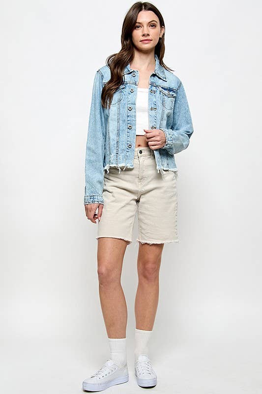 Plus Denim Jack with Distressed