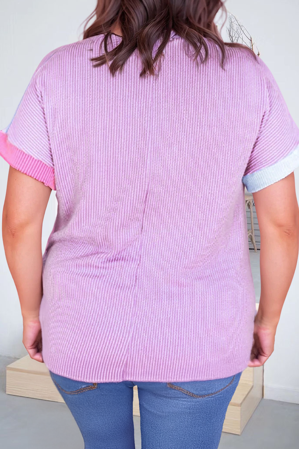 Plus Size Leopard Colorblock