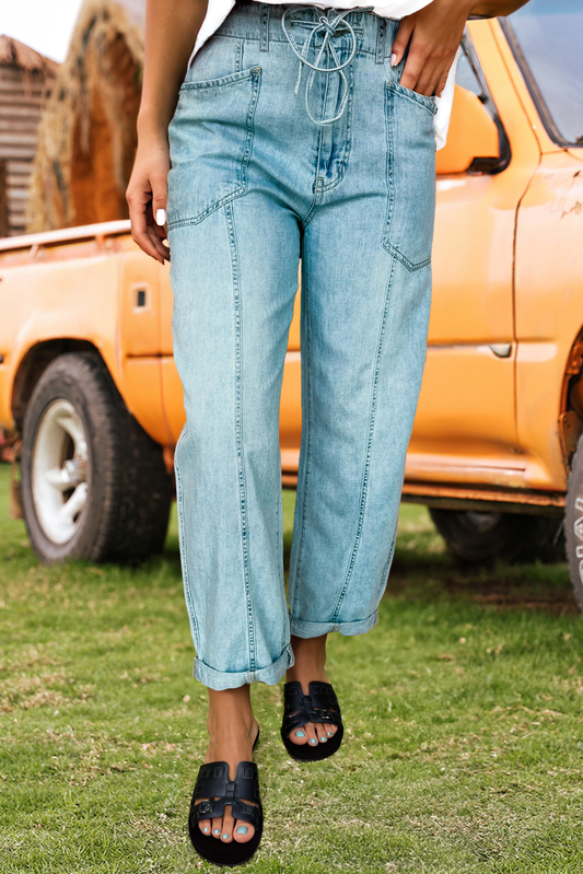 Drawstring Barrel Jeans