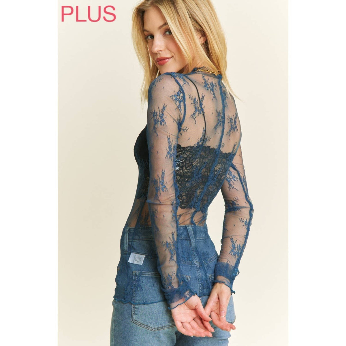 Plus mesh lace top