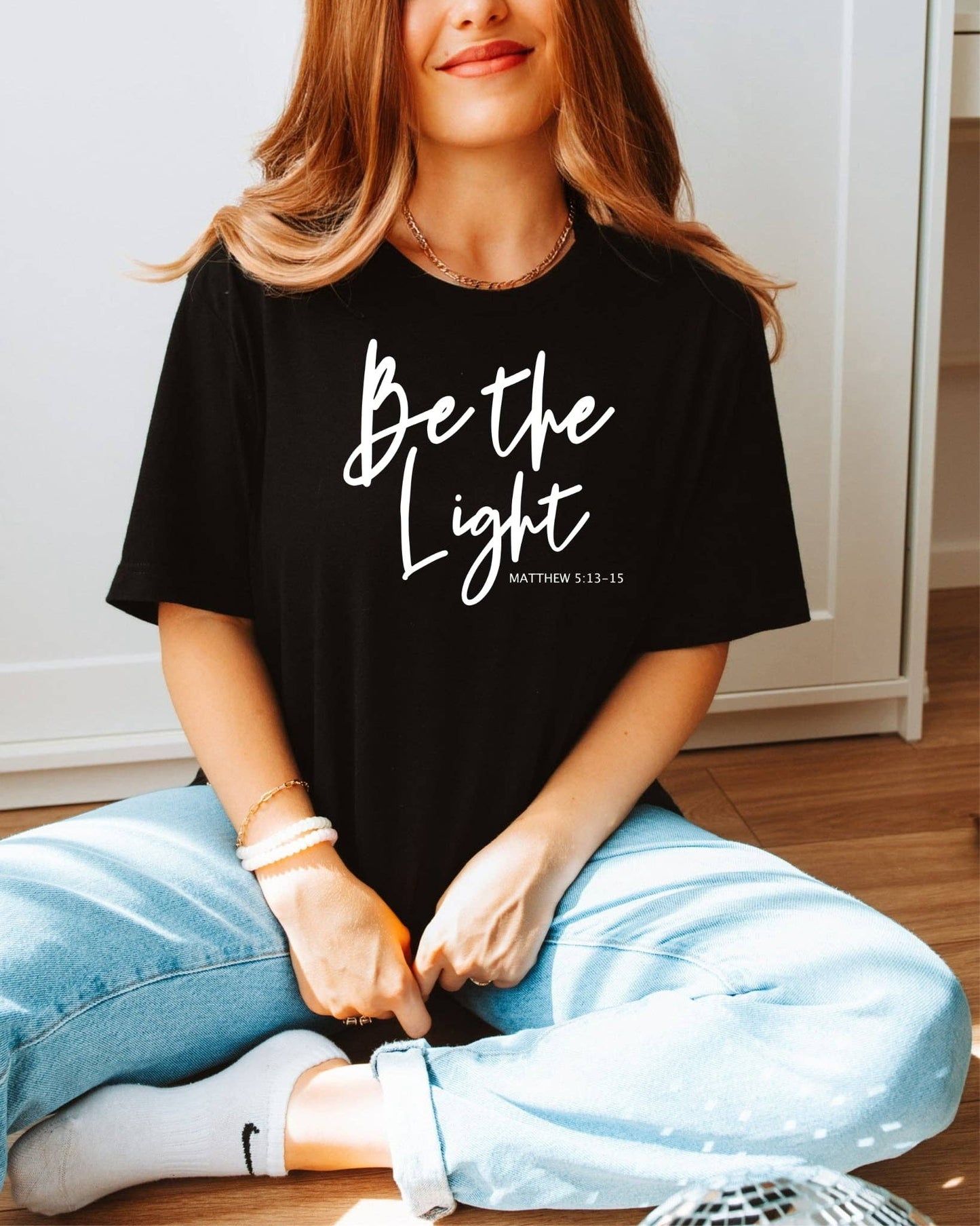 Christian Be The Light Black Bella Graphic Tee