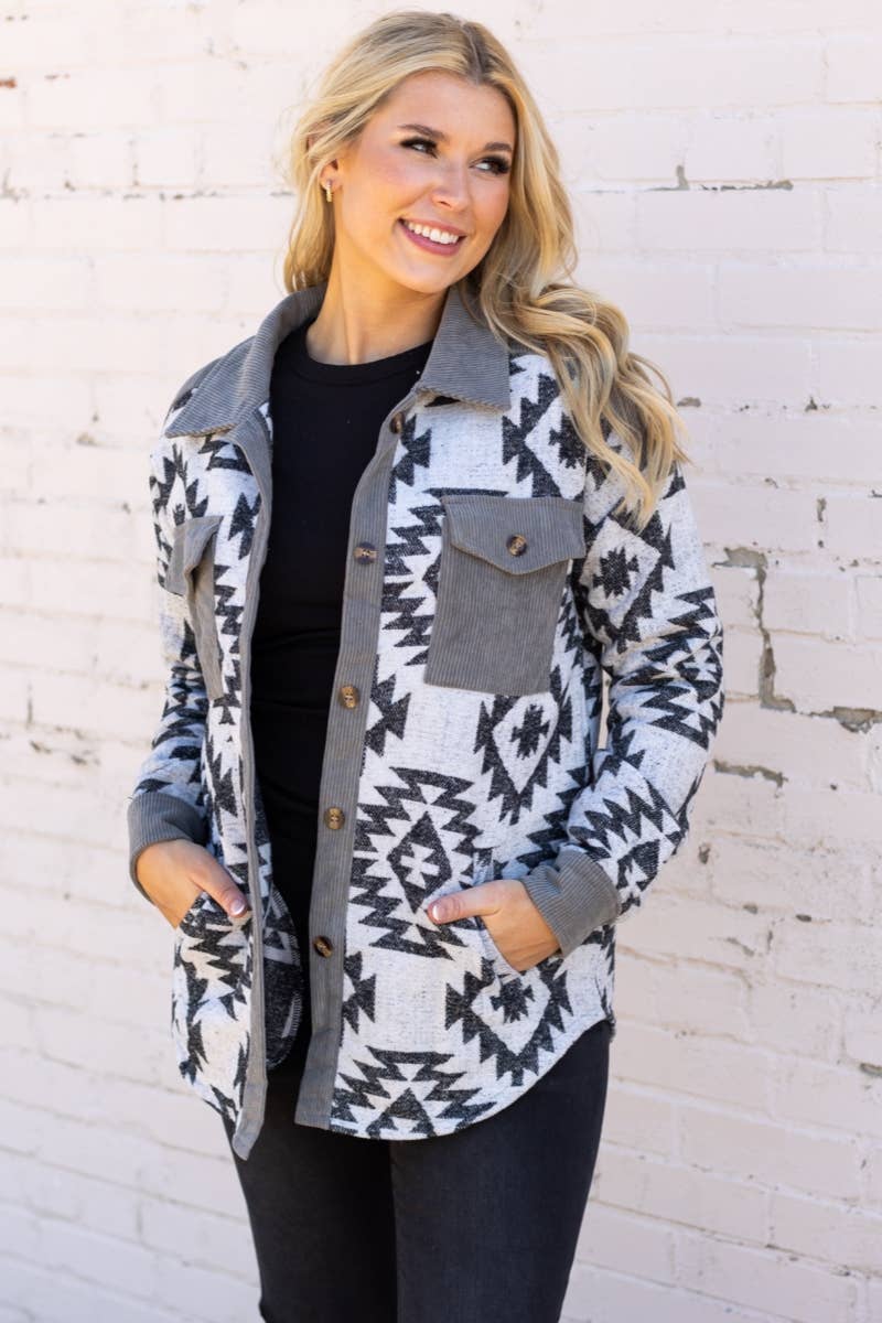 Grey western aztec jacket