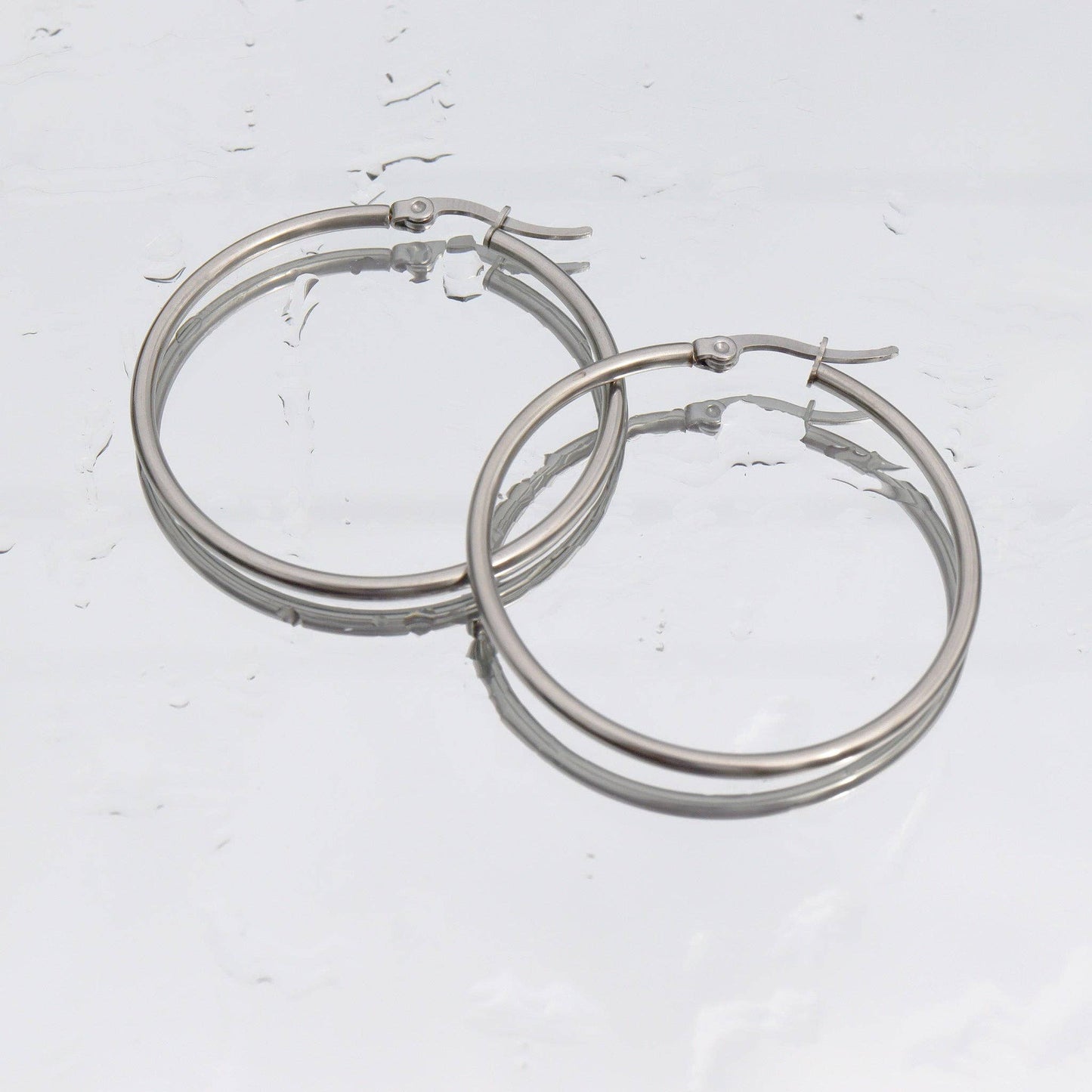 18K Stainless Steel Round Tube Hoop Earrings