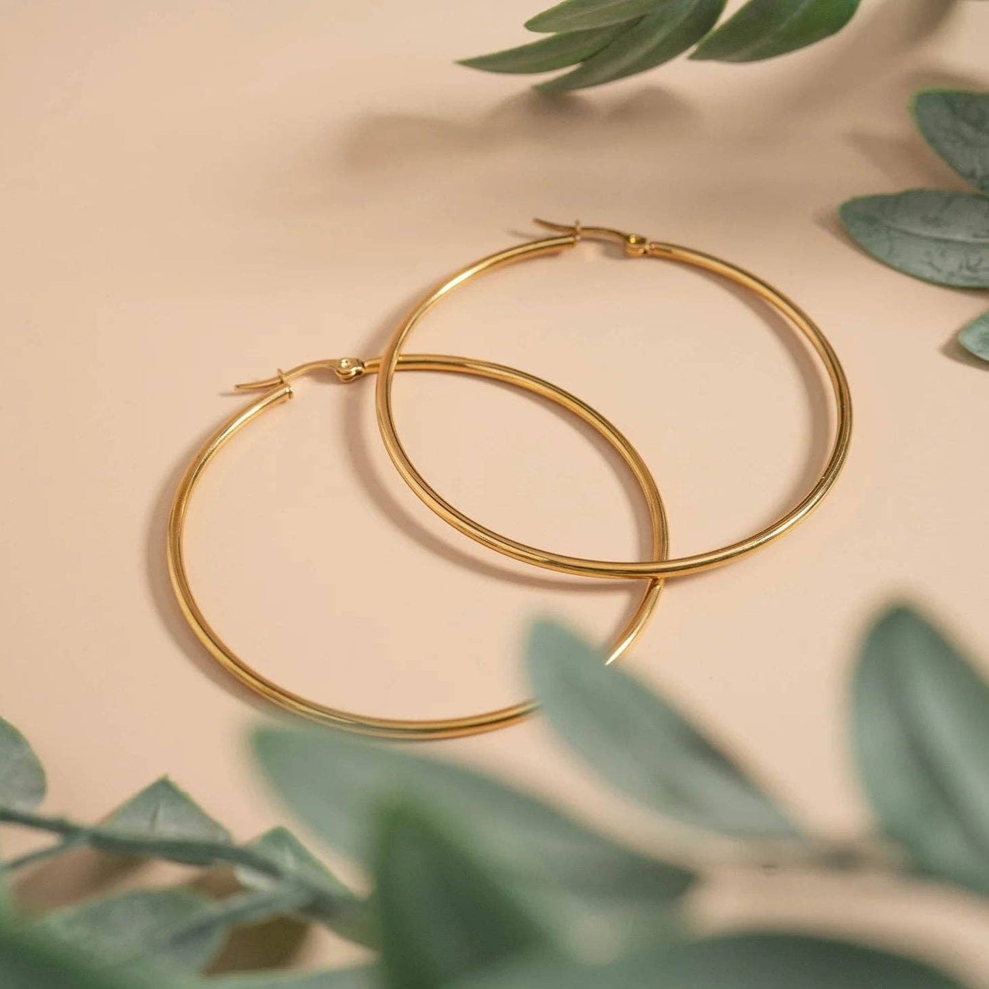 18K Stainless Steel Round Tube Hoop Earrings