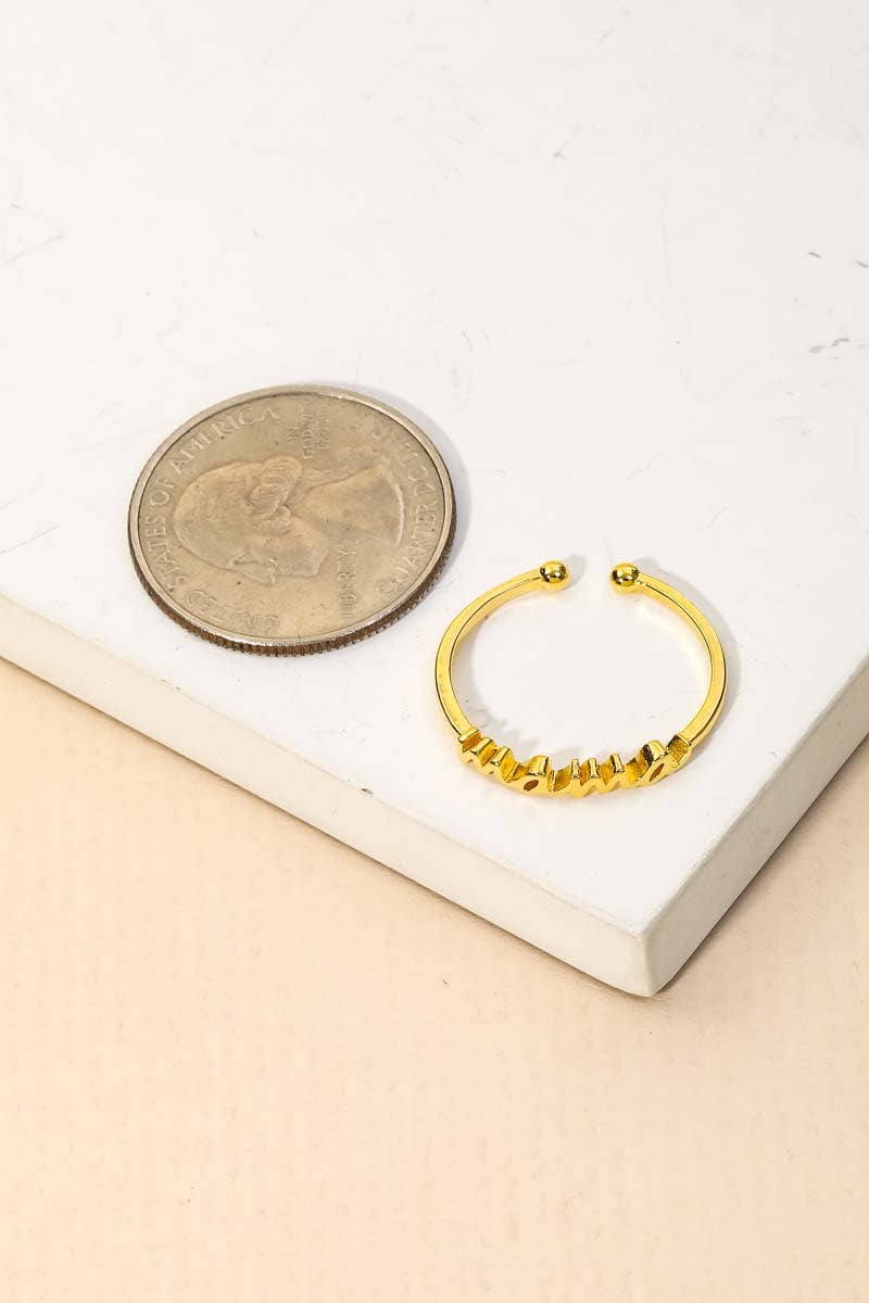 Mama Print Ring Gold Dipped - adjustable