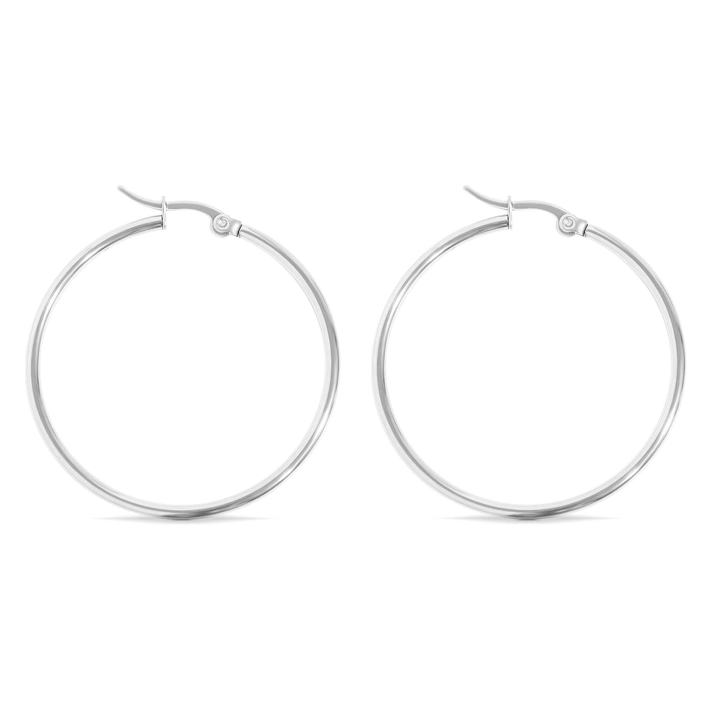 18K Stainless Steel Round Tube Hoop Earrings
