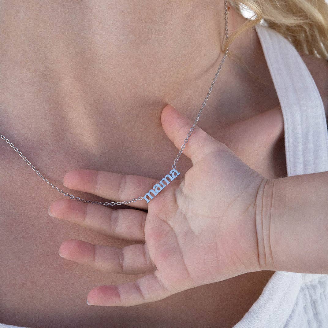 18K Gold Stainless Steel Mama Charm Necklace