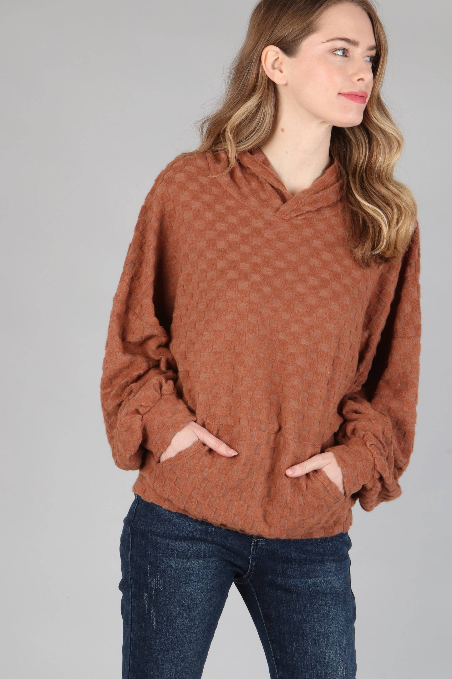 Rust checkered hoodie