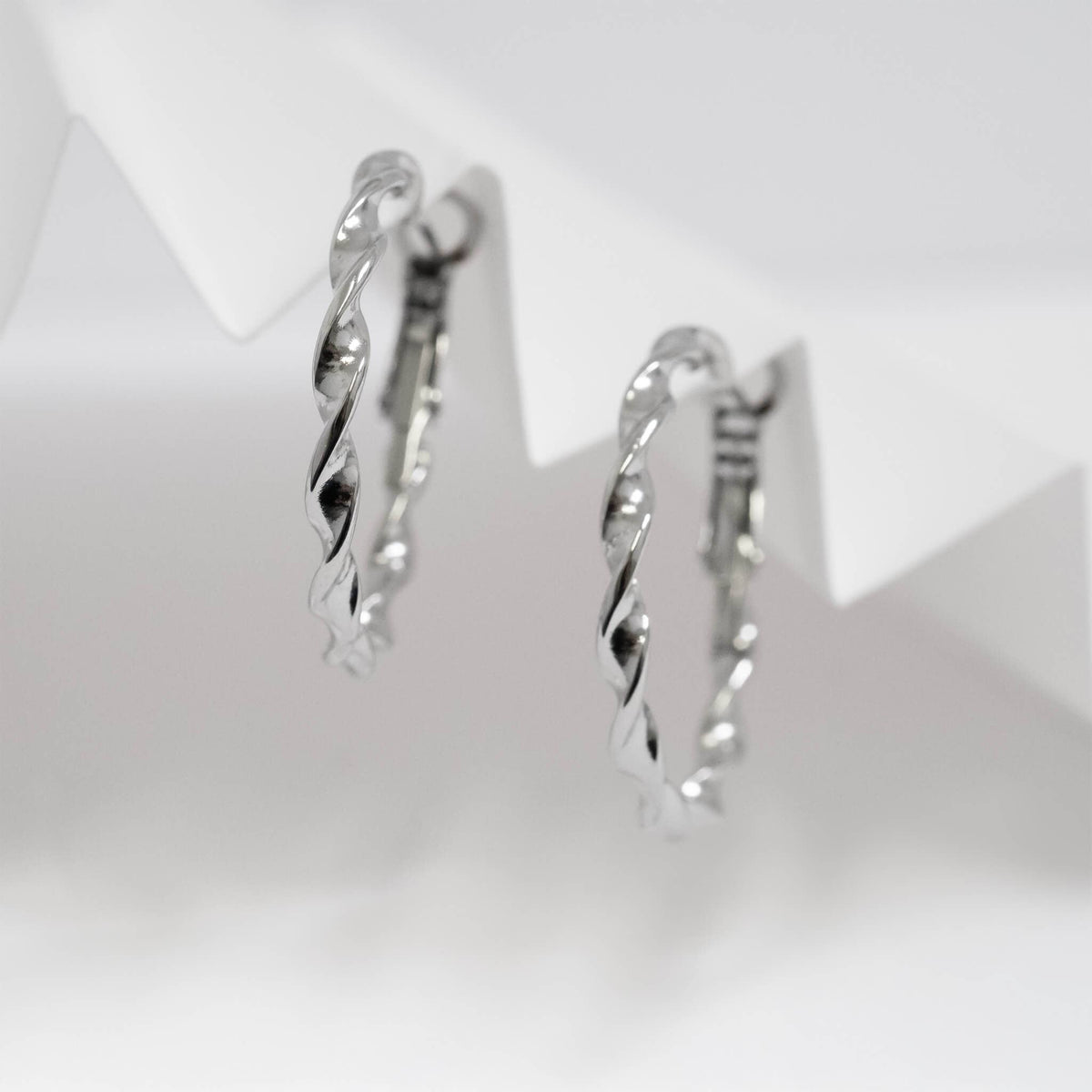 18K Gold PVD Stainless Steel Twist Hoop Earrings