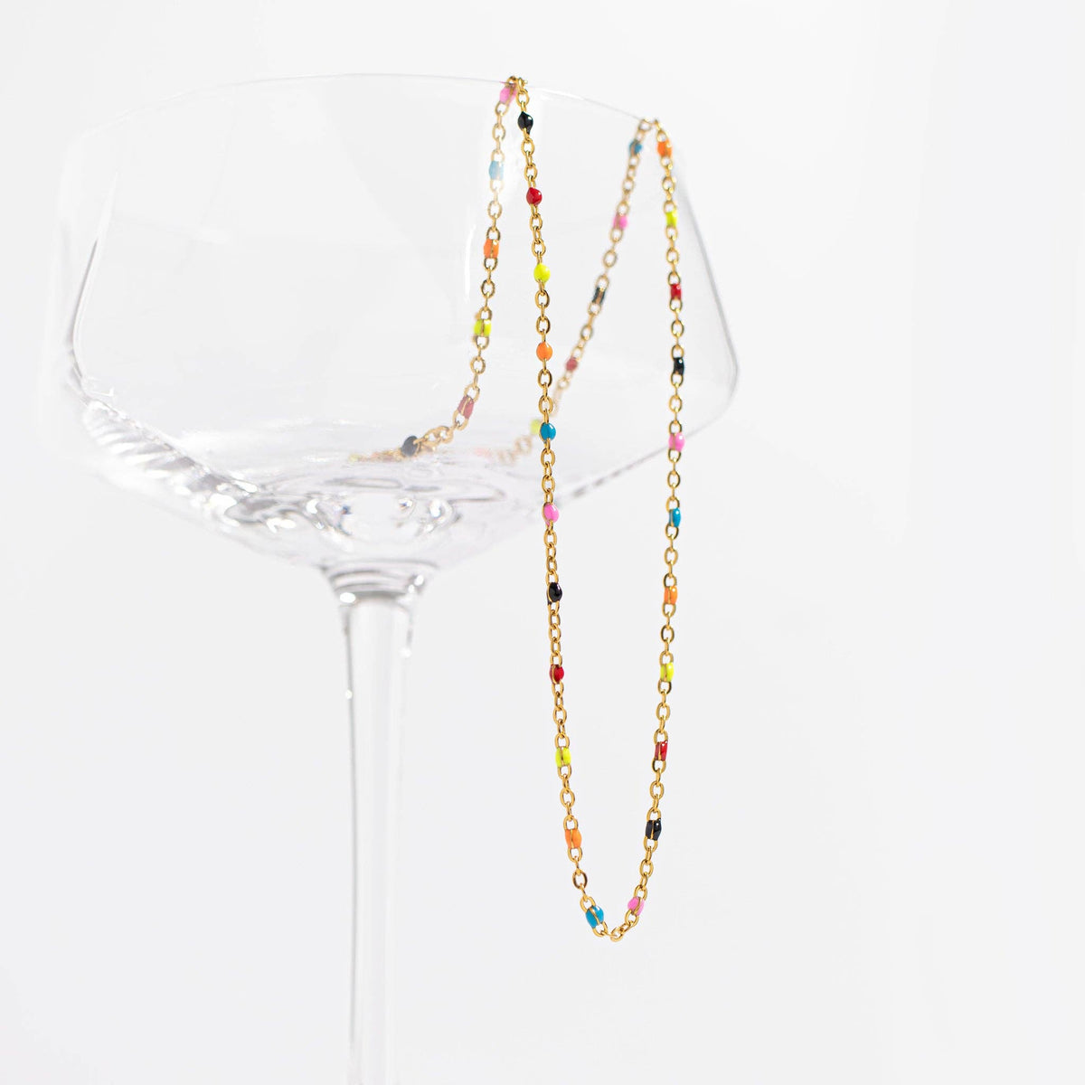 18K Gold PVD Stainless Steel Multi Confetti Chain Necklace