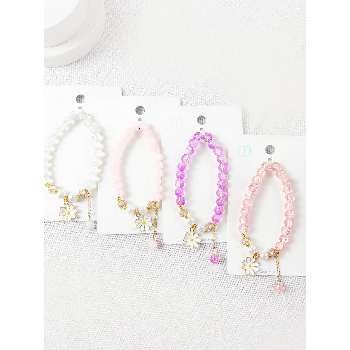 Flower Charm Mix Beads Stretch Bracelet