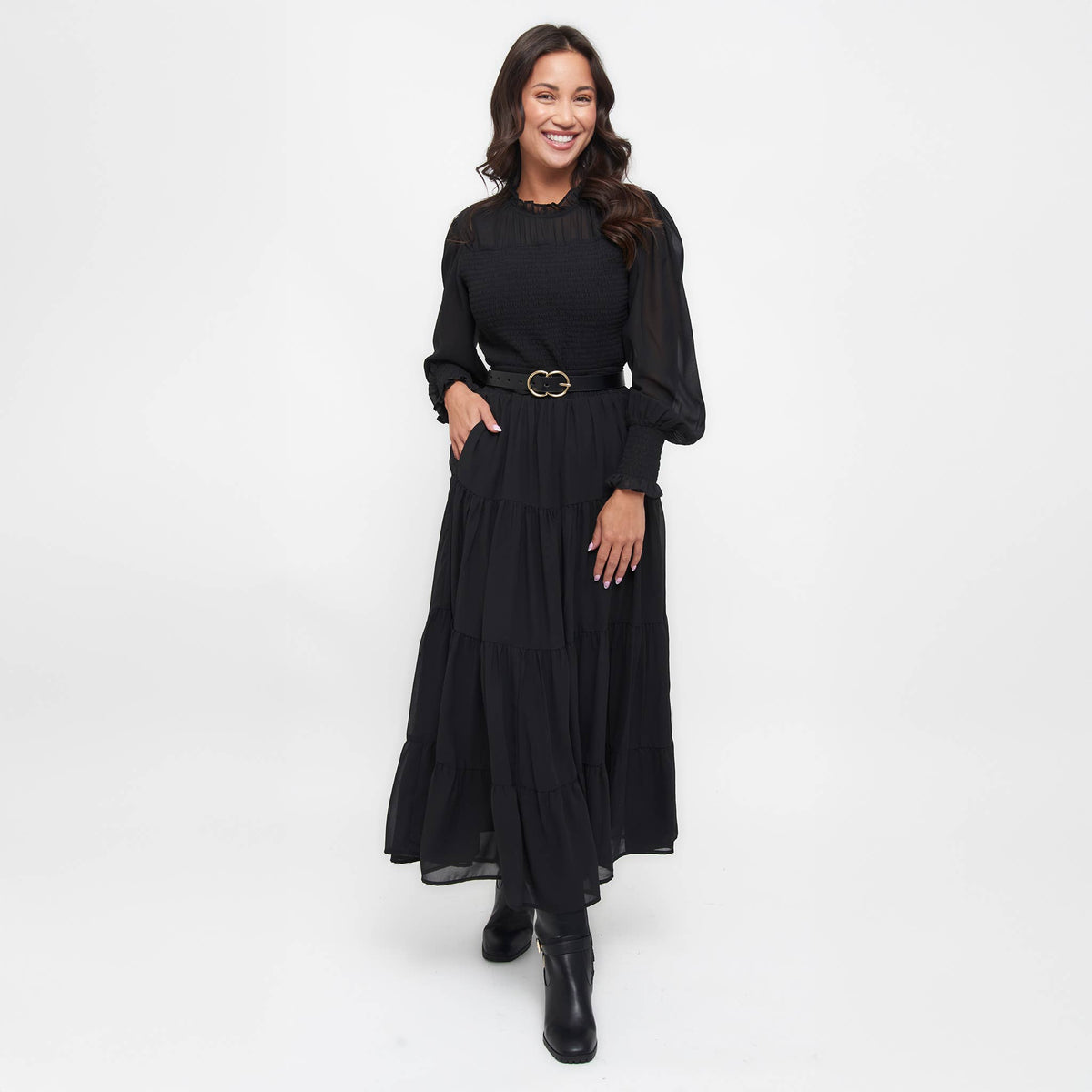 Hazel Smocked Long Sleeve Blouse