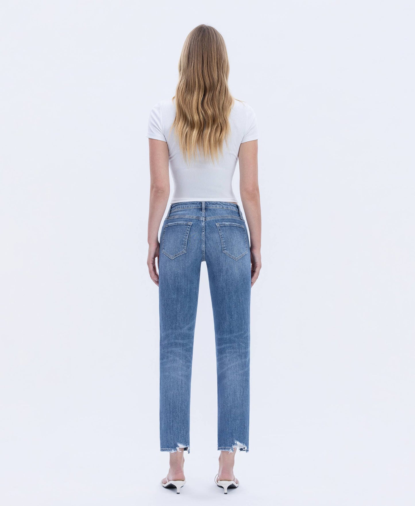 High rise distressed boyfriend jeans