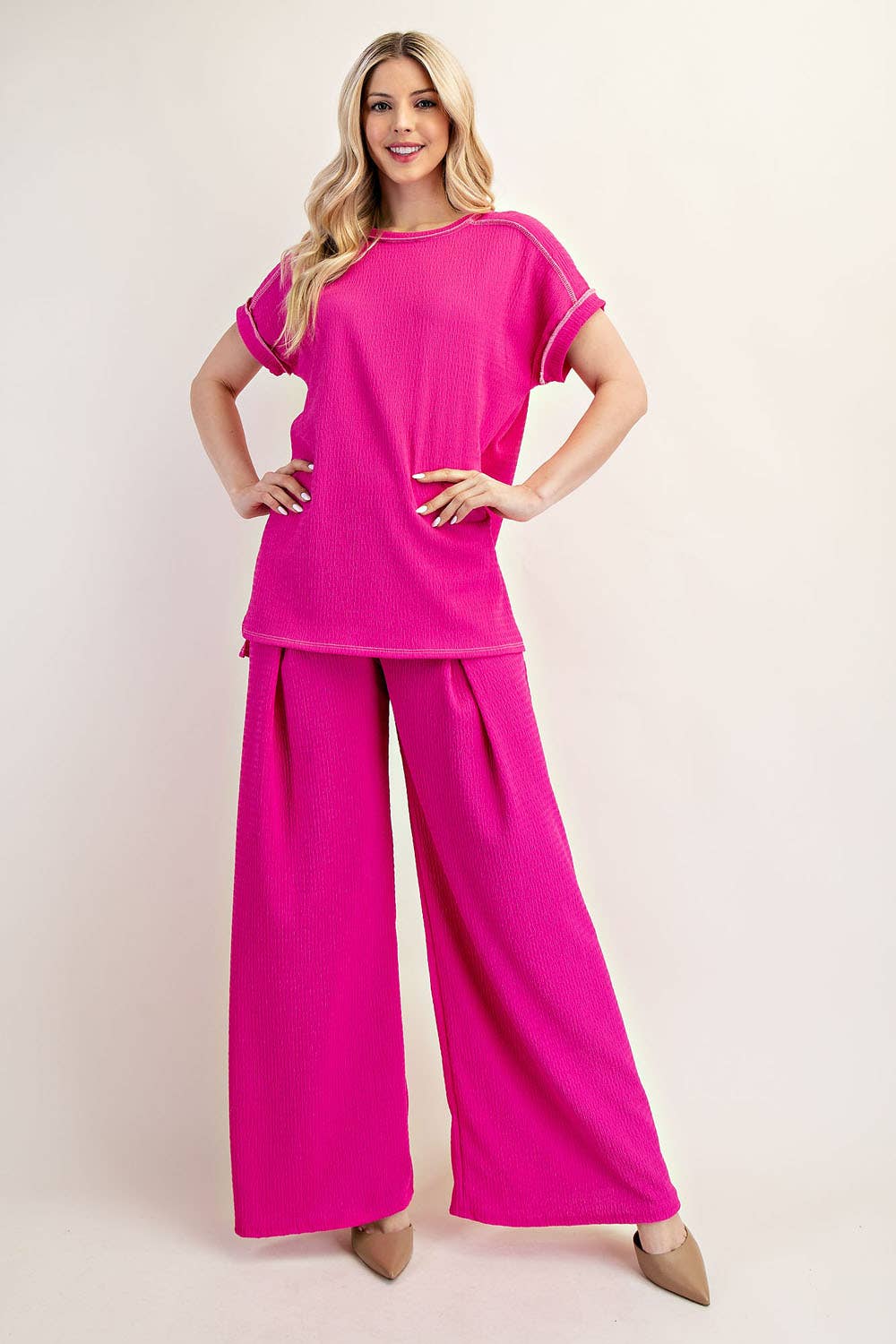 Relaxed fit textured top - plus