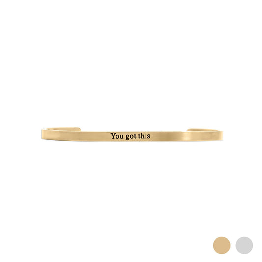 18K Gold PVD You Got This Engraved Bangle Bracelet