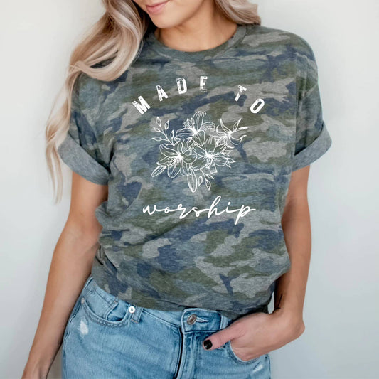 Camo Made To Worship Tee
